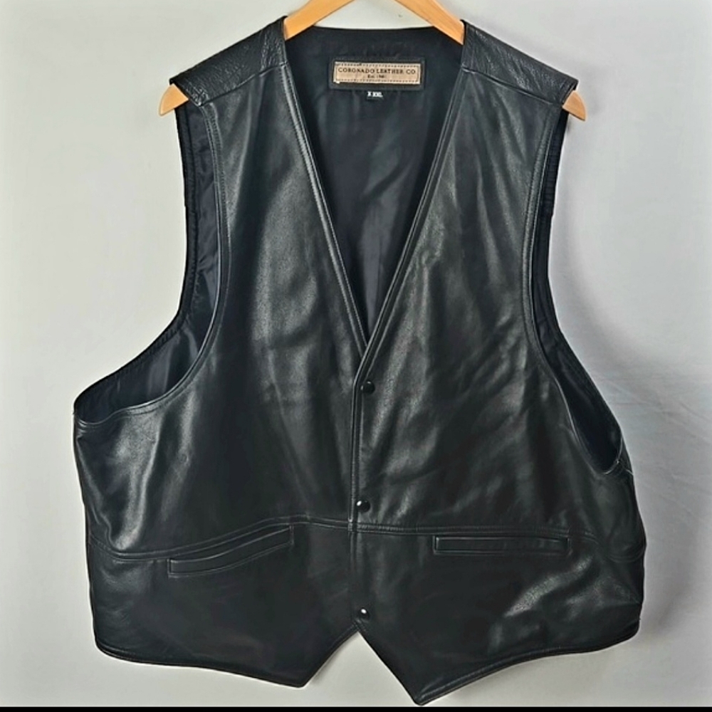 Coronado Leather Classic Lapel Vest, Size XXXL, Snap Buttons Conceal Carry EUC